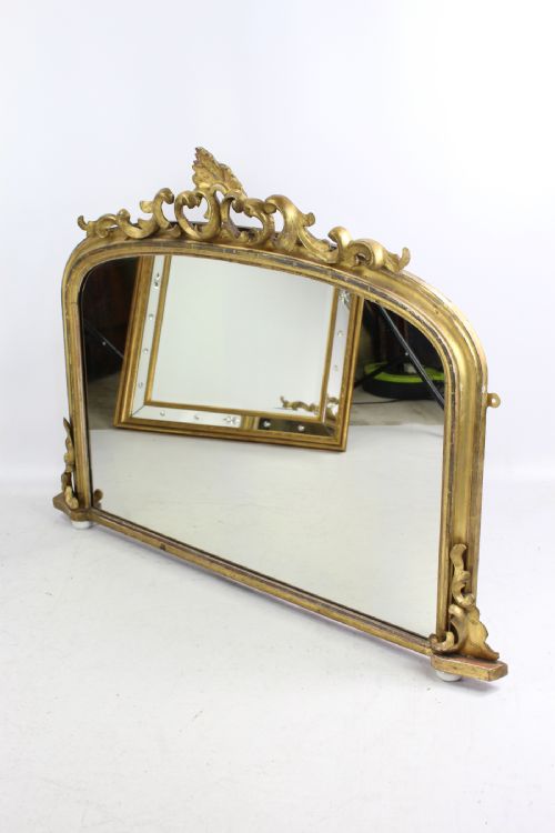fig 1. Antique Victorian Gilt Overmantle (Overmantel) Mirror