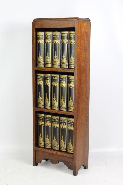 fig 1. Complete Works of Charles Dickens in Edwardian Oak Bookcase