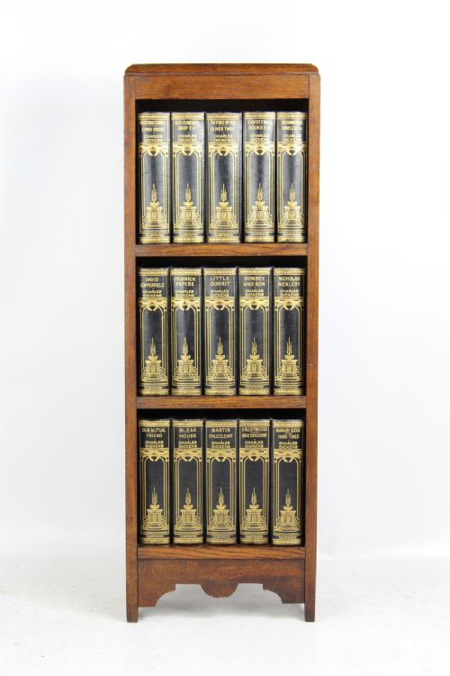 Complete Works of Charles Dickens in Edwardian Oak Bookcase