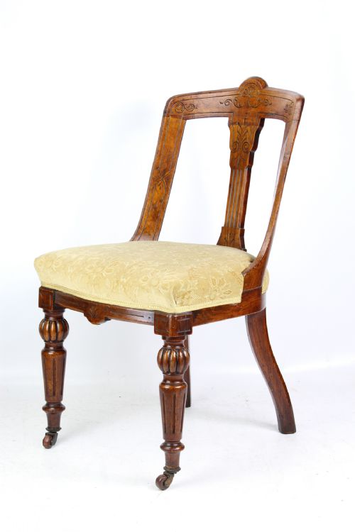 Antique Victorian Oak Desk Chair with Label