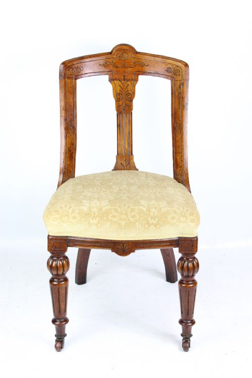 fig 1. Antique Victorian Oak Desk Chair with Label