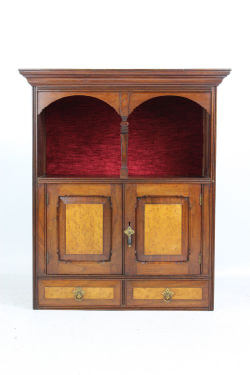 Small Victorian Walnut Hanging Cabinet Cupboard
