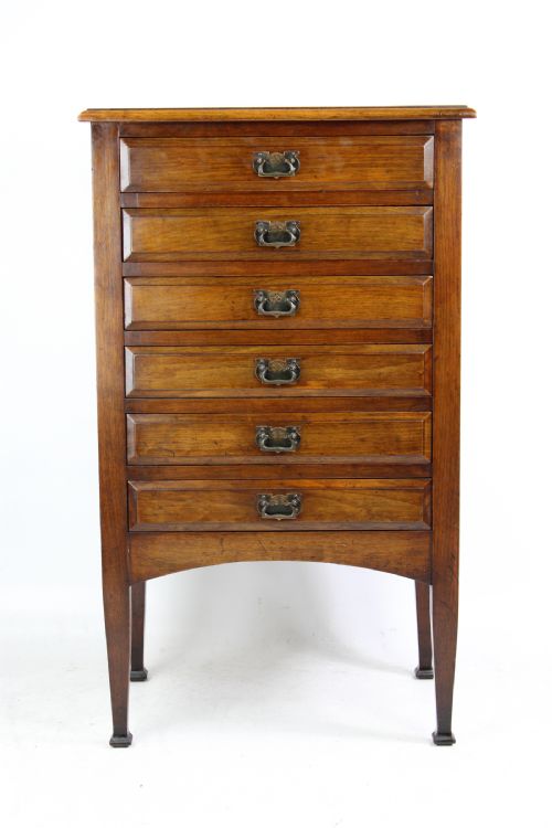 Edwardian Arts & Crafts Walnut Music Chest of Drawers