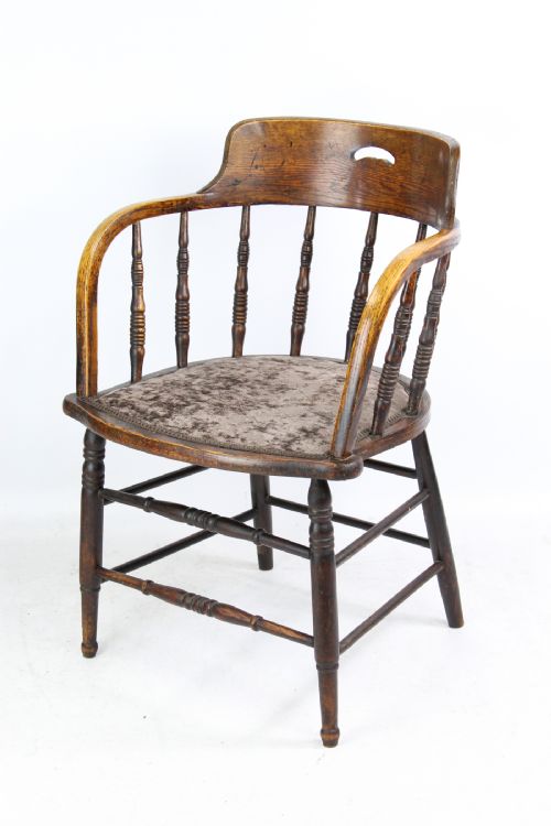 fig 1. Edwardian Oak Desk Chair or Tub Armchair