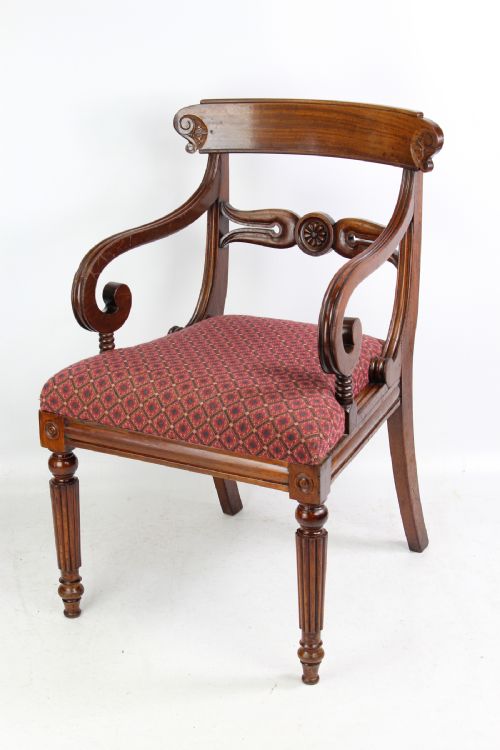 fig 1. William IV Mahogany Open Armchair / Desk Chair