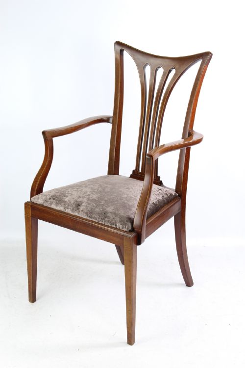 fig 1. Edwardian Inlaid Mahogany Desk Chair Open Armchair