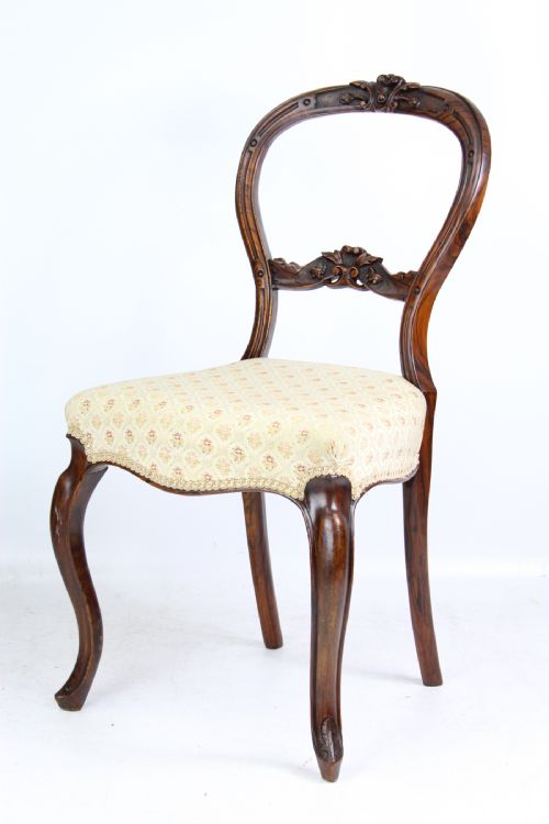 fig 1. Set 4 Victorian Walnut Balloon Back Chairs