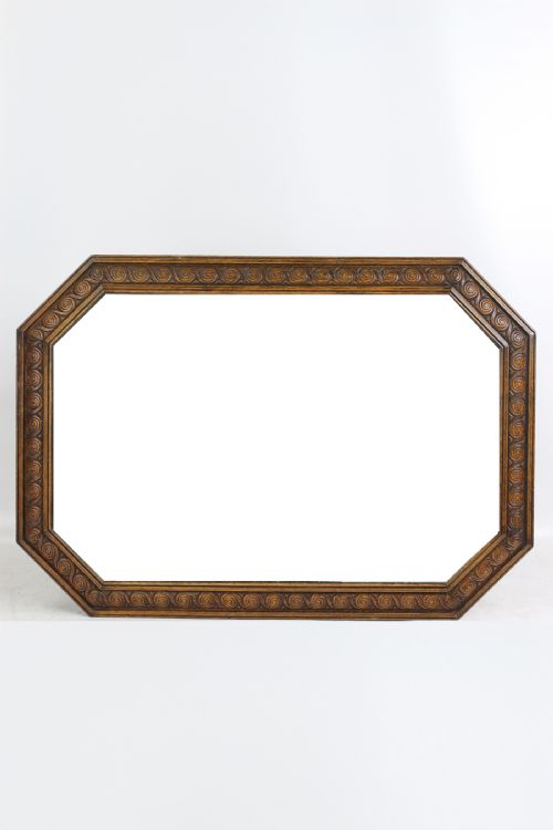 Large Carved Oak Framed Mirror Overmantle