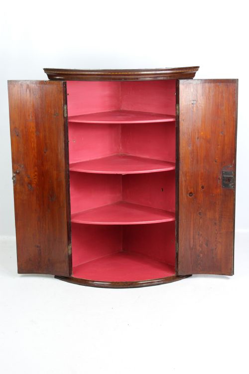fig 1. Georgian Mahogany Bow Front Corner Cupboard 18th Century George III Cabinet