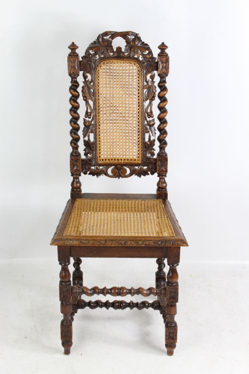 fig 1. Set of 5 Victorian Gothic Oak Dining Chairs