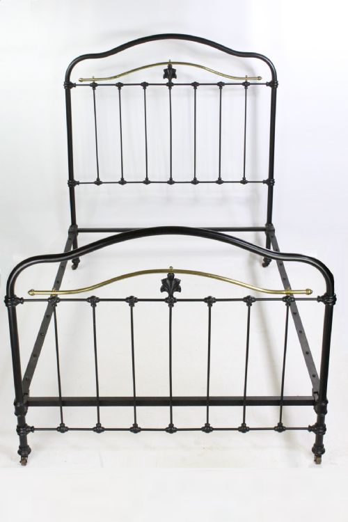 fig 1. Antique Victorian Iron & Brass Small Double Bed