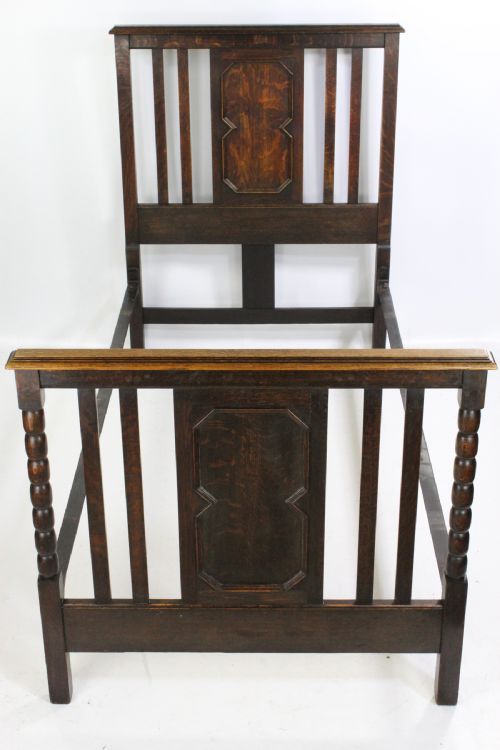 fig 2. Pair of Antique Edwardian Oak Single Twin Beds