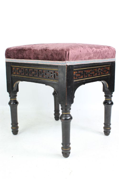 fig 1. Victorian Aesthetic Movement Stool Arts & Crafts Piano Stool
