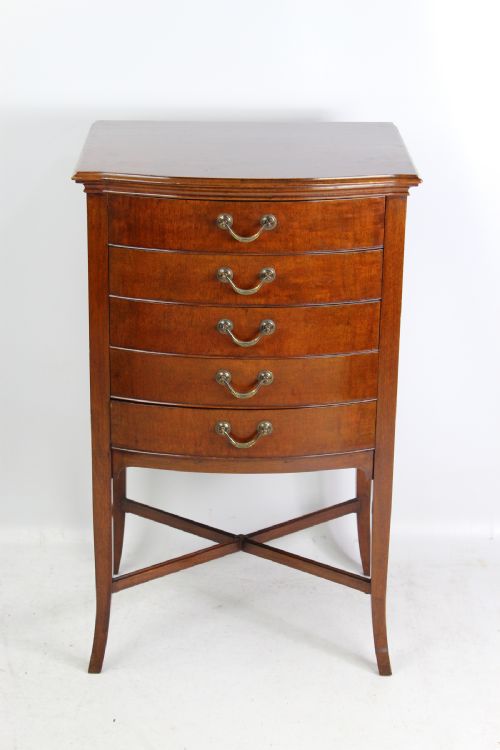 Edwardian Bow Front Mahogany Music Cabinet