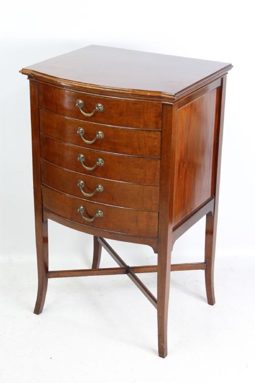 fig 1. Edwardian Bow Front Mahogany Music Cabinet