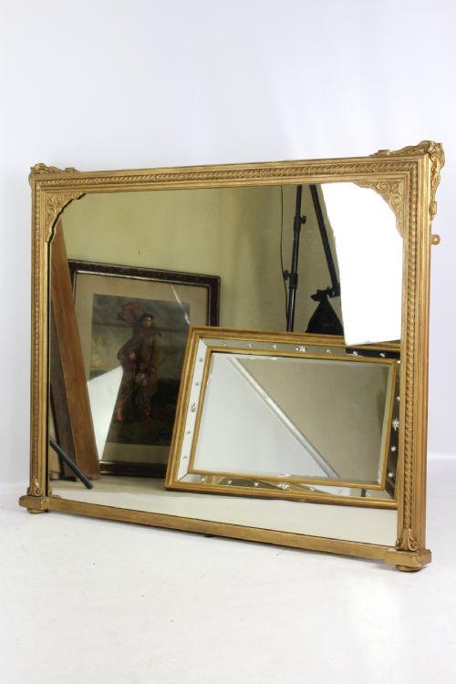 fig 1. Antique Victorian Overmantle Mirror 19th Century Overmantel