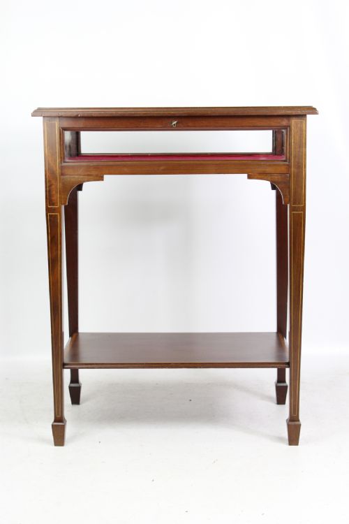 fig 1. Edwardian Inlaid Mahogany Bijouterie Display Cabinet Vitrine