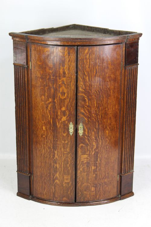 Georgian Oak Bow Front Corner Cupboard