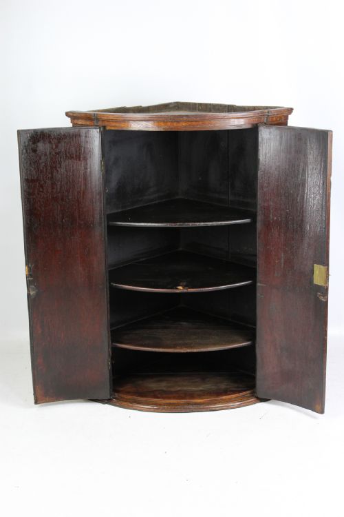 fig 1. Georgian Oak Bow Front Corner Cupboard