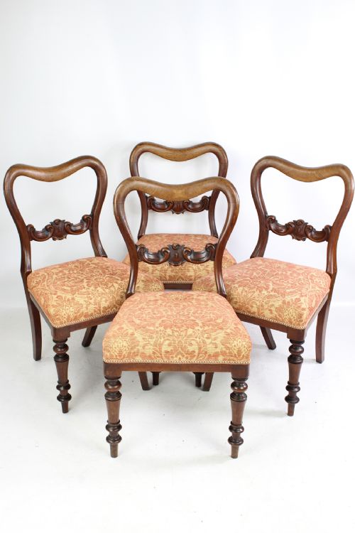 Set 4 Victorian Mahogany Balloon Back Chairs