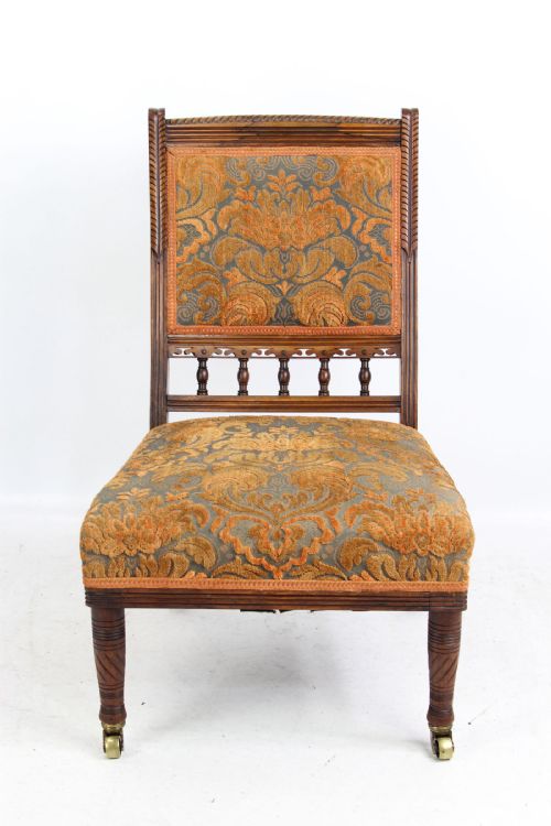 fig 1. Aesthetic Movement Rosewood Nursing Slipper Chair after Bruce Talbert