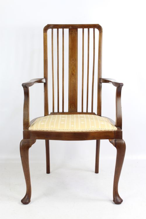 fig 1. Edwardian Mahogany & Inlaid Open Armchair
