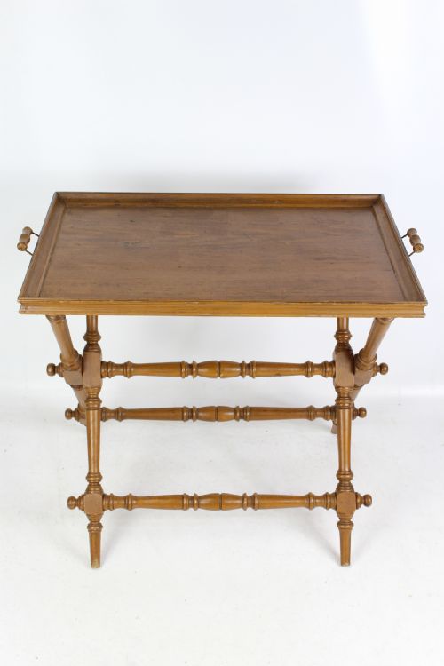 fig 1. Victorian Pine Butlers Serving Tray On Folding Stand