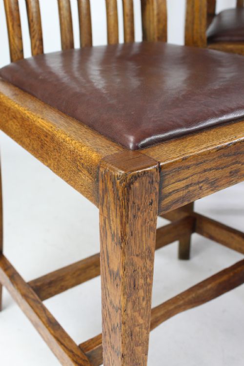 fig 2. Set of 3 Edwardian Arts & Crafts Oak Chairs