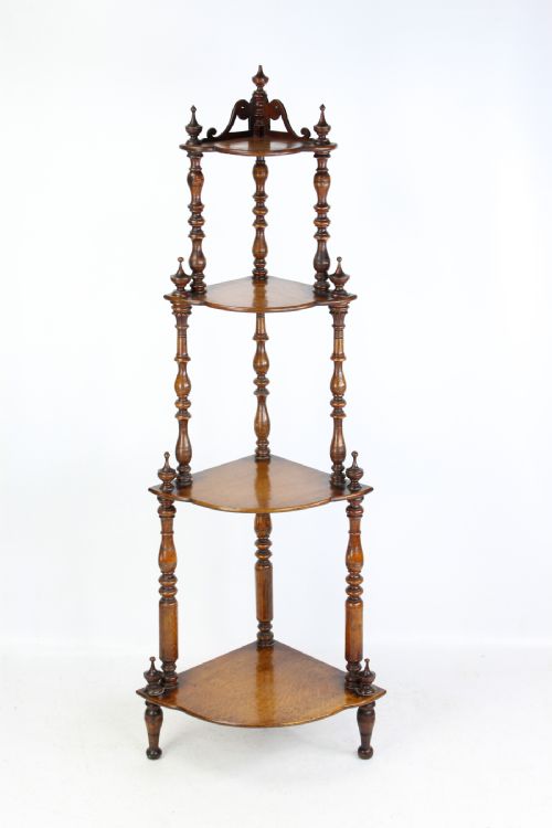 fig 1. Victorian 4-Tier Oak Corner Whatnot