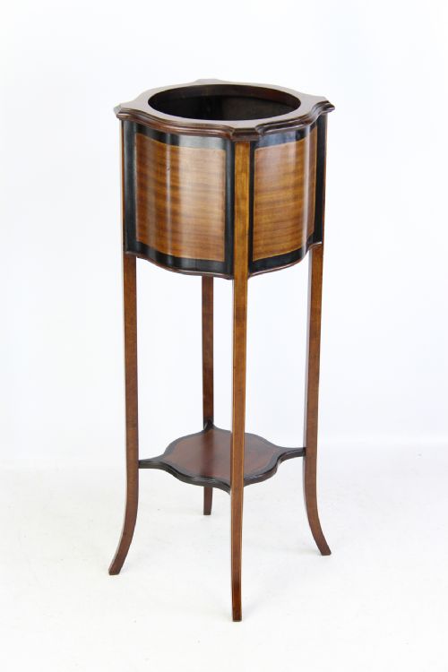 fig 1. Edwardian Mahogany & Inlaid Jardinière / Plant Stand