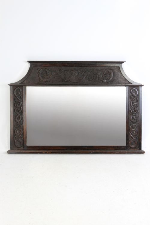 Edwardian Arts & Crafts Oak Overmantle Mirror