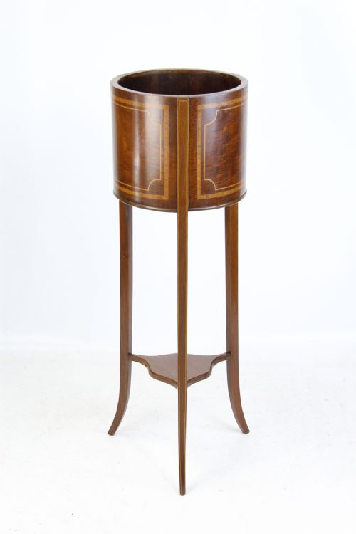 Edwardian Mahogany & Inlaid Plant Stand Jardiniere