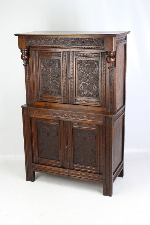 fig 1. Small Edwardian Oak Court Cupboard