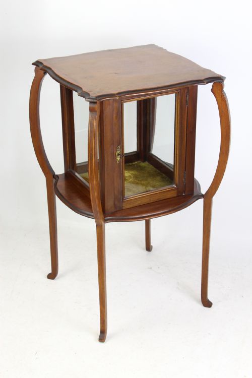 fig 1. Edwardian Arts & Crafts Mahogany Bijouterie Display Cabinet