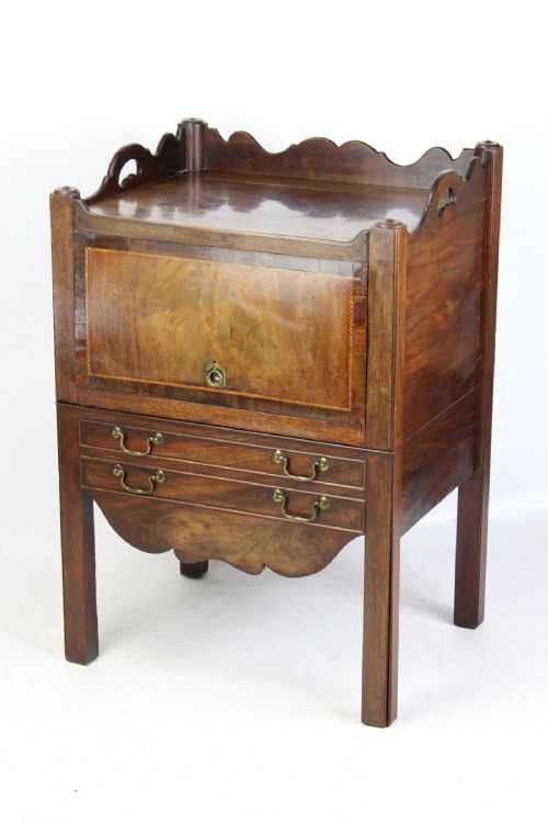 Georgian Mahogany Tray Top Bedside Cabinet