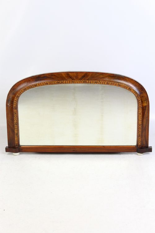 fig 1. Victorian Walnut & Marquetry Overmantle Mirror