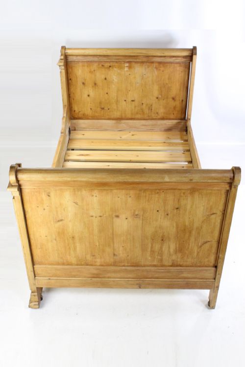 fig 1. Antique French Pine Large Single Sleigh Bed