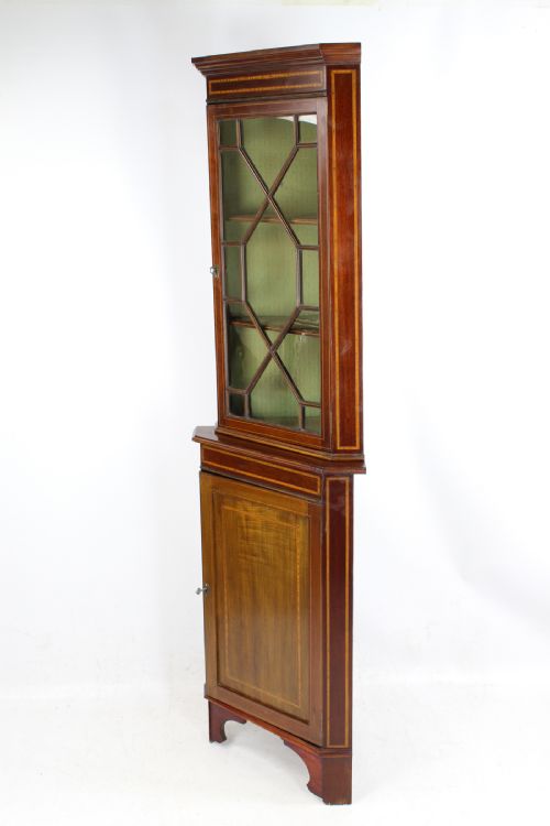 fig 1. Slim Edwardian Mahogany Standing Corner Cupboard