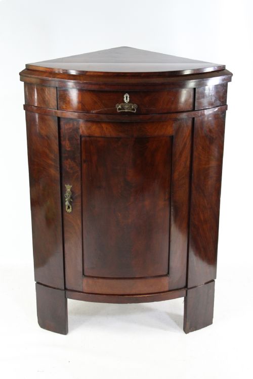 Antique Biedermeier Mahogany Standing Corner Cupboard