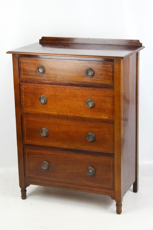 fig 1. Antique Arts and Crafts Mahogany Chest of Drawers