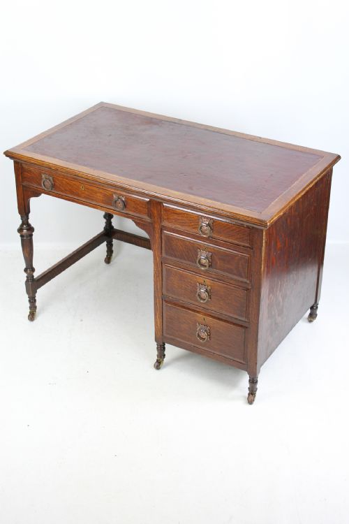 fig 1. Antique Arts & Crafts Oak Desk By Shapland & Petter