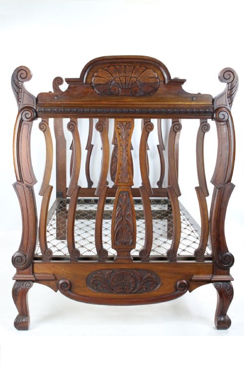 Victorian Carved Walnut Single Bed 3ft