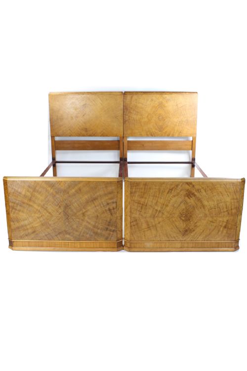 Pair of Art Deco Walnut Single Beds
