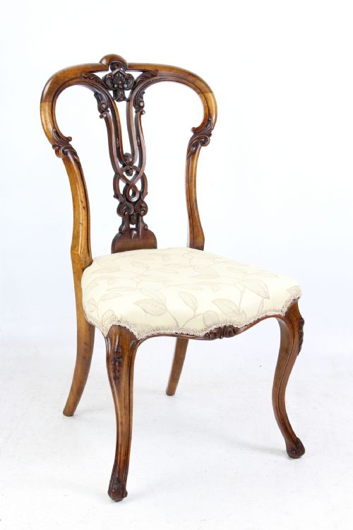 fig 1. Pair Victorian Walnut Balloon Back Chairs