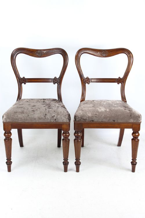 fig 1. Pair Antique Gillows Balloon Back Chairs Stamped