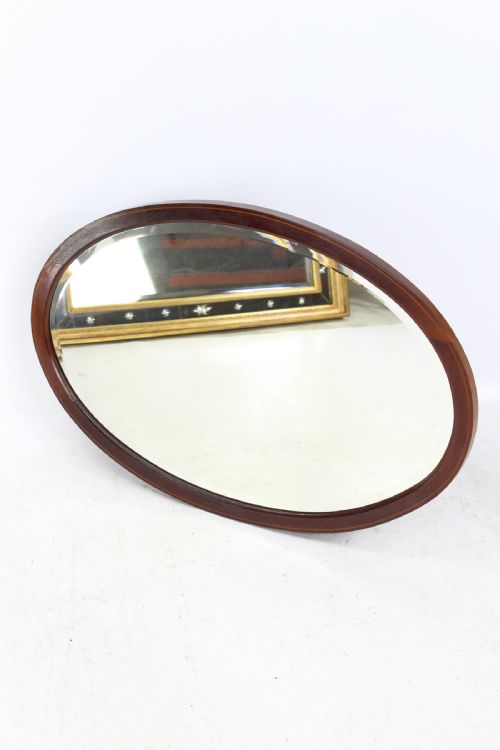fig 1. Edwardian Oval Mahogany & Inlaid Mirror