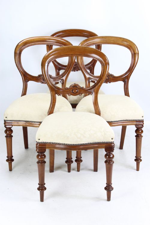 Set 4 Victorian Mahogany Balloon Back Chairs