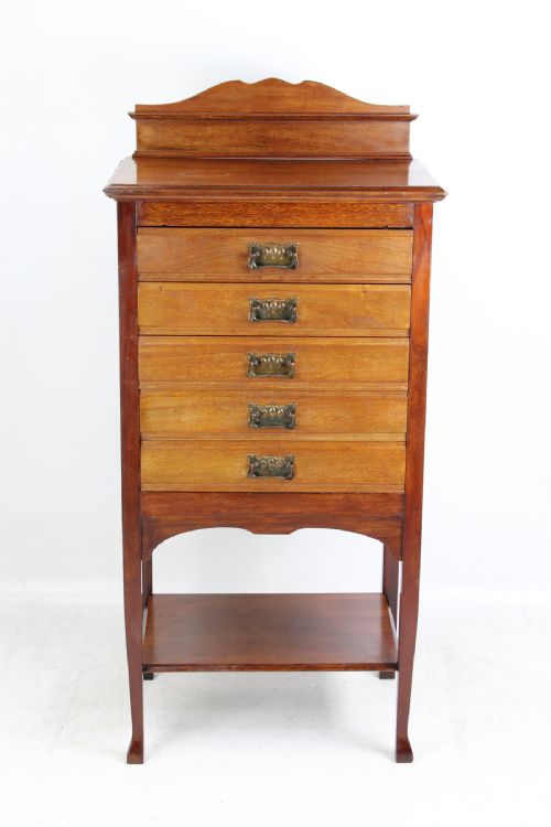 Edwardian Arts & Crafts Walnut Music Chest