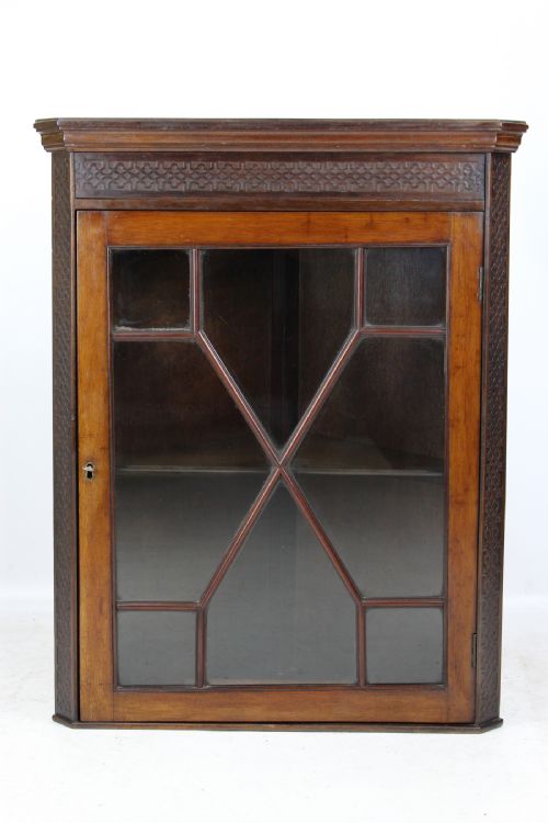 Small Edwardian Mahogany Hanging Cabinet Corner Cupboard