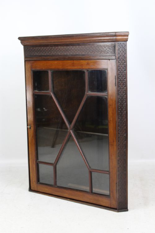 fig 1. Small Edwardian Mahogany Hanging Cabinet Corner Cupboard